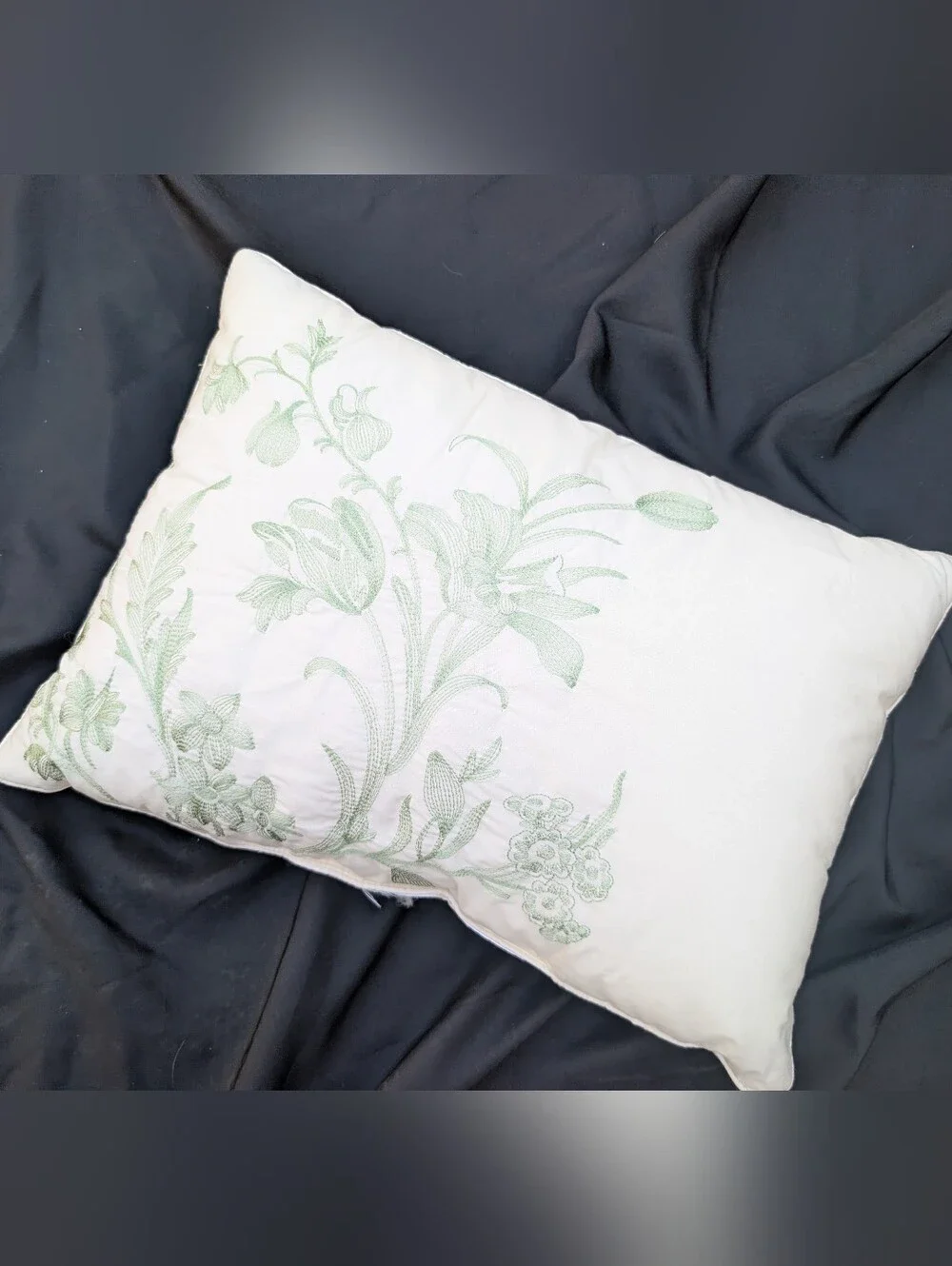 Laura Ashley Embroidered Green & Cream Accent Pillow - Natalie Print